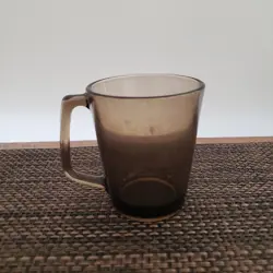 VINTAGE PYREX 1400 SMOKED AMBER GLASS CUP MUG MADE IN USA