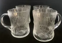 4 ARCOROC CANTERBURY CROCUS GLASS MUGS  SET OF 4 VINTAGE FLORAL