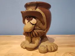 UGLY FACE COFFEE MUG, 3D STONEWARE, HANDMADE VINTAGE: ROBERT KARLINSEY 16 OZ. ?