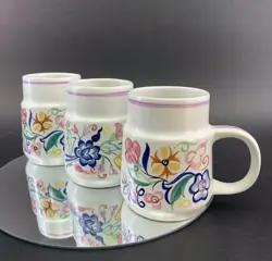 VINTAGE POOLE POTTERY ENGLAND MULTICOLOR MIDCENTURY 3 X COFFEE TEA MUGS CUPS