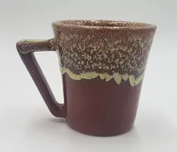 VINTAGE MCM WINART POTTERY MUG CREAM/BROWN DRIP GLAZE 8OZ MUGS