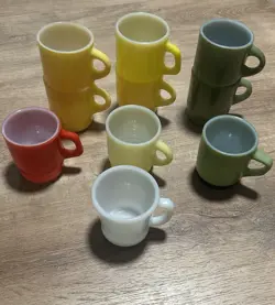 VINTAGE ANCHOR HOCKING FIRE KING MUGS MIXED LOT OF 10