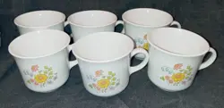 VINTAGE CORELLE SPRING MEADOW COFFEE TEA CUPS (SET OF 6)