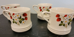 VINTAGE SHEFFIELD STRAWBERRIES 'N CREAM STONEWARE MUGS SET OF 4 JAPAN