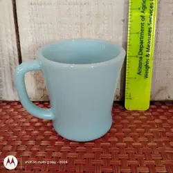 VINTAGE FIRE KING TURQUOISE BLUE DELPHITE D HANDLE  COFFEE MUG
