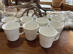 CORNING USA VINTAGE WINTER FROST WHITE COFFEE TEA CUP MUGS D HANDLE