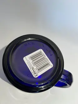 SET OF 2 VINTAGE 90S LIBBEY COBALT BLUE GLASS MUGS CELESTIAL SUN AND MOON USA