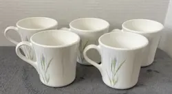 CORNING WARE CORELLE SHADOW IRIS COFFEE/TEA CUPS/MUGS SET  OF 5 VINTAGE