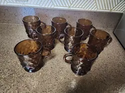 8 VINTAGE MCM ANCHOR HOCKING KIMBERLY DIAMOND DARK AMBER COFFEE/TEA MUG