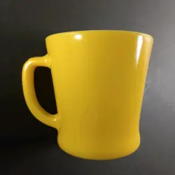ANCHOR HOCKING FIRE KING WARE COFFEE MUG YELLOW WITH D HANDLE VINTAGE 1960S
