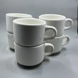HOMER LAUGHLIN VTG SET OF 6 HEAVY RESTAURANT WARE DINER OFF WHITE COFFEE MUG CUP