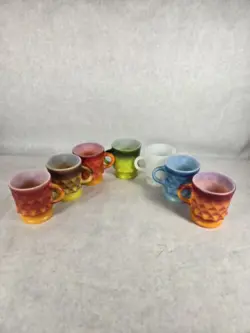 VINTAGE ANCHOR HOCKING FIRE KING COFFEE CUP MUG KIMBERLY DIAMOND LOT OF 7