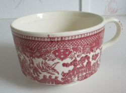 VINTAGE RED AND WHITE BLUE WILLOW SOUP MUG