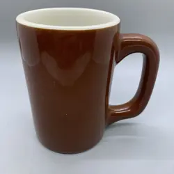 VINTAGE 1970S HALL # 1318 BROWN GLAZED COFFEE CUP MUG USA 10 OZ