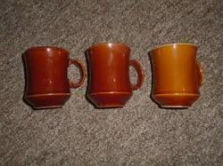 3 REGO BROWN COFFEE MUG CUP HEAVY VINTAGE DINER RESTAURANT WARE MUGS C688-07