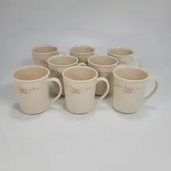 CORNING CORELLE COFFEE MUGS ENGLISH BREAKFAST CUPS SET OF 8 VINTAGE PINK ROSES