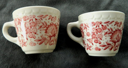 2 VINTAGE SYRACUSE CHINA SCALLOPED RESTAURANT COFFEE CUP, ROXBURY RED 3