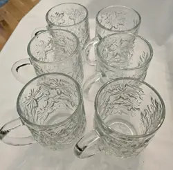 VINTAGE PRINCESS HOUSE FANTASIA POINSETTIA 4 SET OF 6  COFFEE  MUGS BEAUTIFUL