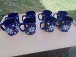 VINTAGE WAECHTERSPACH COBALT BLUE AND WHITE SNOWFLAKE MUG SPAIN BUYING 1