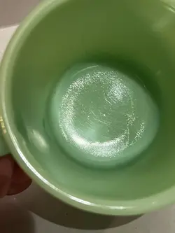 VINTAGE JADEITE FIRE KING MUG CUP D HANDLE MILK GLASS OVEN WARE