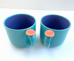 LINDT-STYMEIST COLORWAYS COFFEE THUMBPRINT MUGS PAIR VINTAGE 1980S JAPAN 3 OF 4