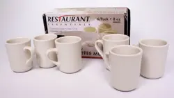 VINTAGE RESTAURANT ESSENTIALS IVORY COFFEE MUGS 6OZ