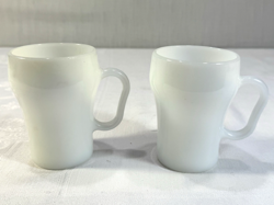FIRE KING SODA FOUNTAIN MUGS WHITE MILK GLASS VINTAGE ANCHOR HOCKING SET OF 2