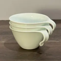 SET OF 3 VINTAGE CORELLE WINTER FROST WHITE HOOK HANDLE COFFEE MUGS TEA CUPS