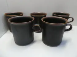 5 VINTAGE ARABIA RUSKA COFFEE CUPS MUGS  MID CENTURY SCANDINAVIAN