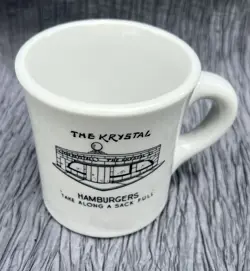 VTG 1970S THE KRYSTAL HAMBURGERS STURDY CERAMIC COFFEE MUG RESTAURANTWARE