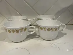 VINTAGE CORELLE BUTTERFLY GOLD COFFEE CUPS LOT OF 4