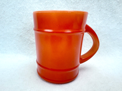VINTAGE ANCHOR HOCKING FIRE KING OVEN PROOF COFFEE CUP ORANGE BARREL MUG