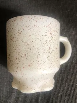 FIRE KING SPECKLED MUG COFFEE BROWN ANCHOR HOCKING MILK GLASS SCALLOPED FOOT VTG