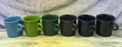 VTG SET OF 6 FIESTA WARE RING HANDLE COFFEE MUGS HOMER LAUGHLIN HLC USA 6 COLORS