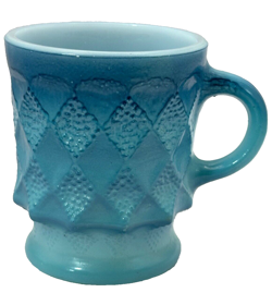 VINTAGE ANCHOR HOCKING FIRE KING KIMBERLY DIAMOND PATTERN COFFEE MUG CUP RETRO