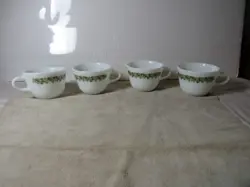 VINTAGE PYREX CORELLE SPRING BLOSSOM GREEN CRAZY DAISY COFFEE TEA CUP SET OF 3