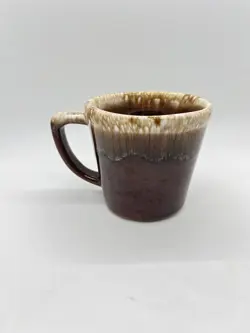 VINTAGE MCCOY POTTERY BROWN DRIP GLAZE COFFEE MUGS CUPS USA3.5 IN X 3.25 IN
