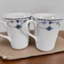 VTG JOHNSON BROTHERS BLUE DENMARK COFFEE TEA MUGS X 2 ENGLAND EXC