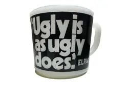 VTG ANCHOR HOCKING MILK GLASS UGLY IS AS UGLY DOES ELPAC POWER SUPPLY MUG