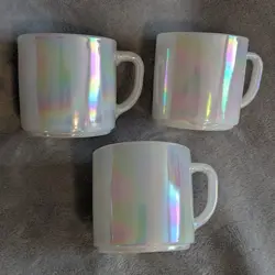 VTG FEDERAL HEAT PROOF USA MOONGLOW IRIDESCENT OPALESENCE COFFEE MUG CUPS
