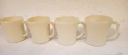 4 VINTAGE FIRE KING IVORY FLAT BOTTOM D HANDLE COFFEE CUPS