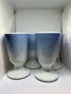 VINTAGE PILLIVUYT FRANCE PORCELAIN MAZAGRANS GOBLETS COFFEE MUGS SET OF  4