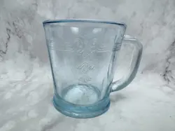 VINTAGE FIRE KING PHILBE BLUE SAPPHIRE COFFEE MUG MARKED OVEN GLASS D HANDLE
