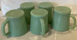 VINTAGE FIRE-KING JADEITE RESTAURANT WARE D HANDLE COFFEE MUGS - SET OF 5
