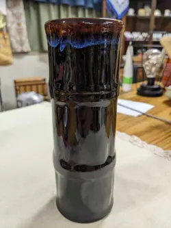VTG LIBBEY BLACK BROWN BAMBOO BARWARE TIKI TALL COCKTAIL MUG