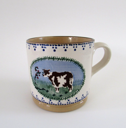 VTG NICHOLAS MOSSE IRELAND POTTERY MEDALLION COW MUG