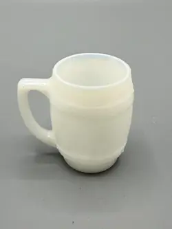 ANTIQUE MILK GLASS BARREL MUG TOOTHPICK HOLDER RING OF FIRE