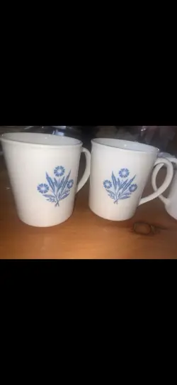 VINTAGE CORNING CORNFLOWER BLUE MUGS (2)