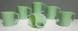 SET OF 6 VINTAGE FIRE KING JADEITE GREEN COFFEE MUGS 