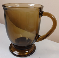 VINTAGE ANCHOR HOCKING FOOTED MUG AMBER BROWN GLASS COFFEE TEA MUG 16 OZ